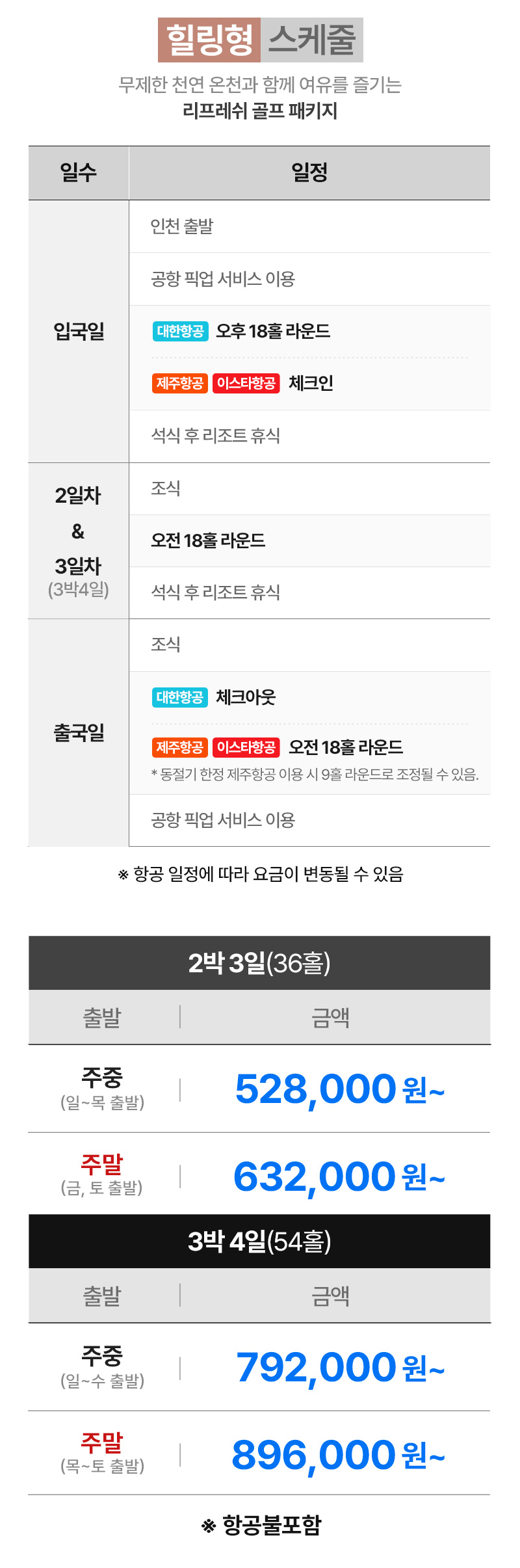 하루 3번 매일 떠나는 가고시마 천연온천 골프패키지 사츠마골프&온천리조트